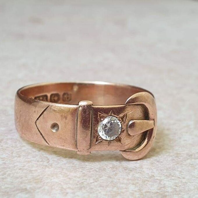 Antique Buckle Ring in 9ct Rose Gold.