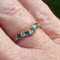 Emerald and Diamond Chevron or Wishbone Ring in 9ct Gold, a UK M or a US 6 1/2