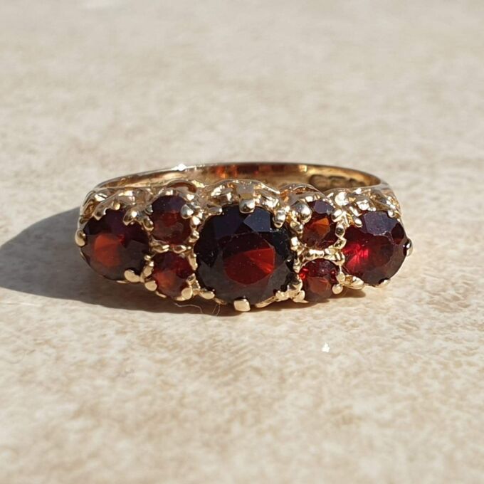 Multistone Garnet Ring in 9ct Gold,  a UK J or a US 5.