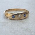 Sapphire and Diamond Three Stone Ring in 18ct Gold, a UK K or a US 5 1/2