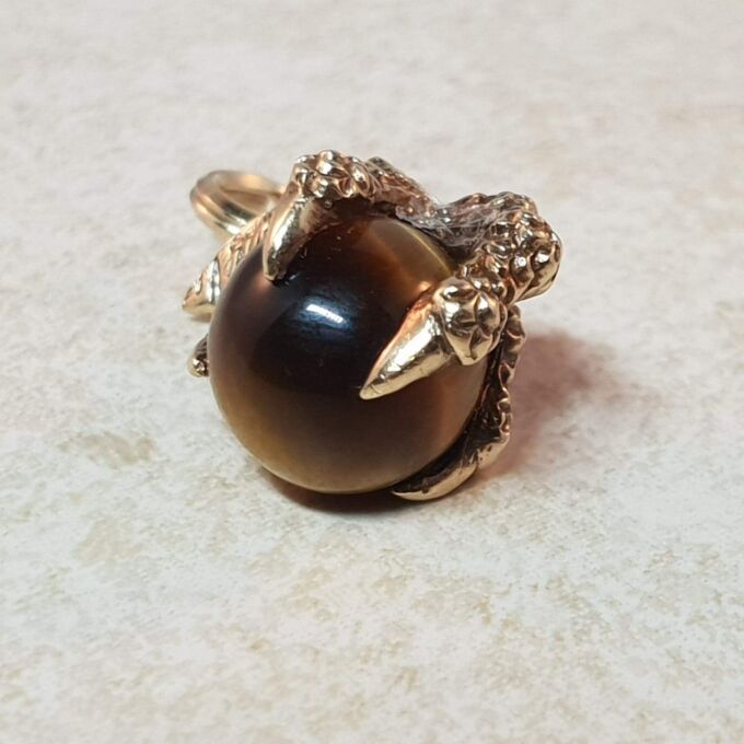 Tigers Eye Claw Talon Fob Pendant in 9ct Gold