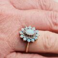 Opal and Diamond Halo Cluster Ring in 9ct Gold, a UK M or a US 6 1/2.