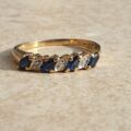 Marquise Sapphire and Diamond Stacking Band in 9ct Gold,  a UK M or a US 6 1/2.