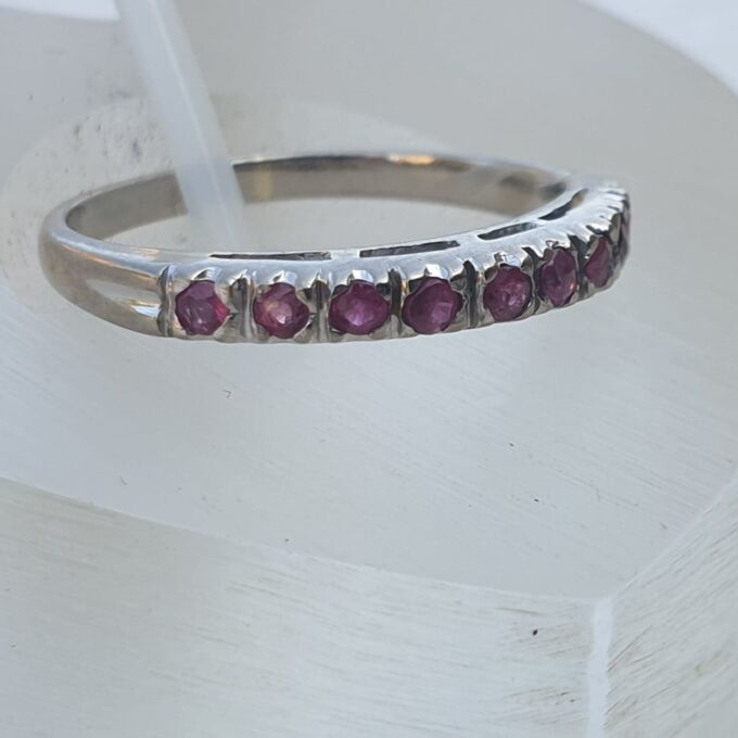 Ruby Half Eternity Stacking Band in 18ct White Gold