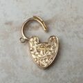 Antique Engraved Heart Padlock in 9ct Gold