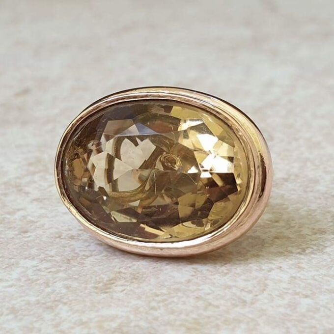 Oval Citrine Fob Pendant in 9ct Gold