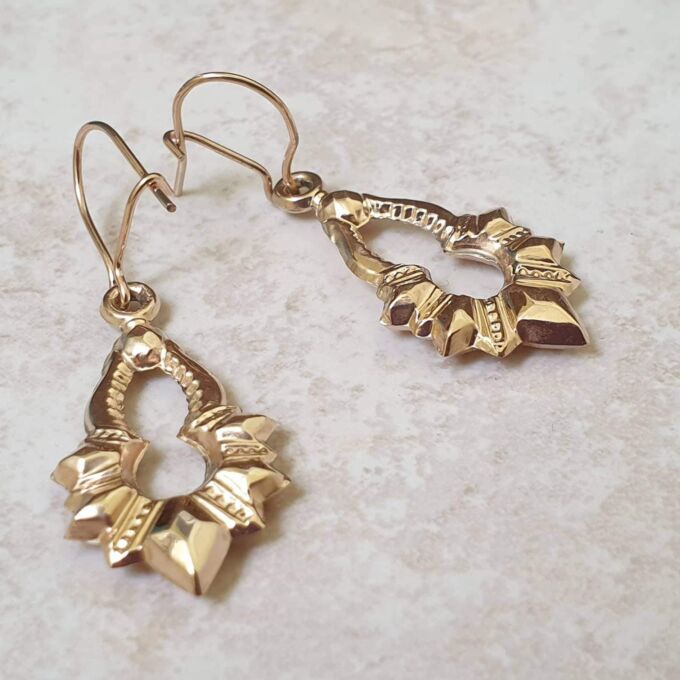 Ornate Drop Earrings in 9ct Gold.