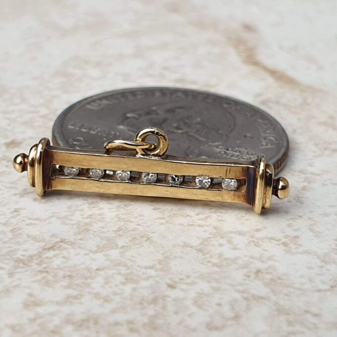 Diamond Set T Bar Pendant in 9ct Gold