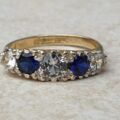 Blue and White Spinel Ring in 9ct Gold,  a UK P 1/2 or a US 8