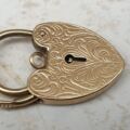 Ornate Engraved Heart Padlock in 9ct Gold