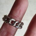 Antique Silver Curb Chain Link Ring, a UK N 1/2 or a US 7 1/4