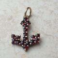 Delightful Garnet Set Anchor Pendant