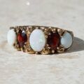 Sale – Chunky Opal and Garnet 9ct Gold Ring, a UK L 1/2 or a US 6 1/4.