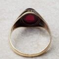 Bold Synthetic Ruby Cabochon Signet Ring in 9ct Gold, a UK M or a US 6 1/2.