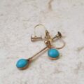 Old Turquoise Paste and 9ct Gold Screw Back Earrings.