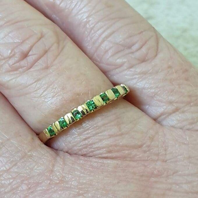 Reserved – Green Garnet Stacking Band in 9ct Gold.