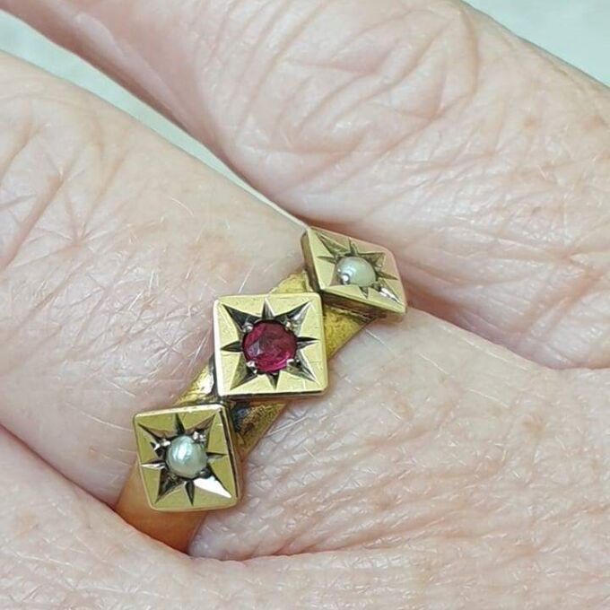 Antique Pearl and Paste Ring in 9ct and 22ct Gold.