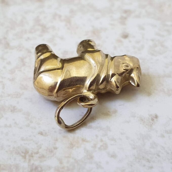 Rhino Charm Pendant in 9ct Gold