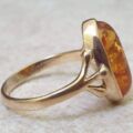 Marquise or Navette Amber Ring in 9ct Gold.