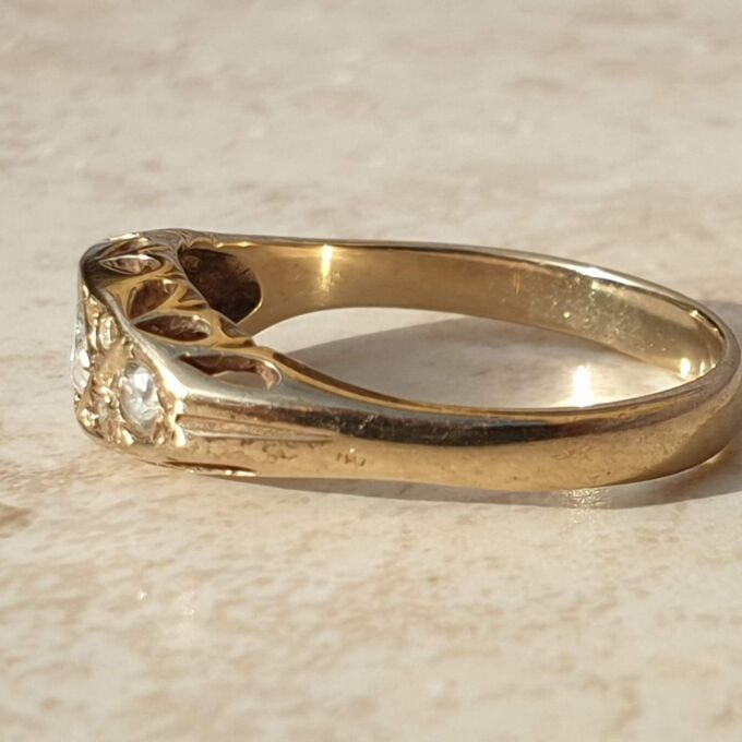 Gypsy Ring with CZ Stones in 9ct Gold,  a UK O 1/2 or a US 7 1/2.