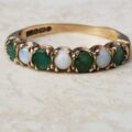 Opal and Green Stone Stacking Band in 9ct Gold, a UK N 1/2 or a US 7 1/4.