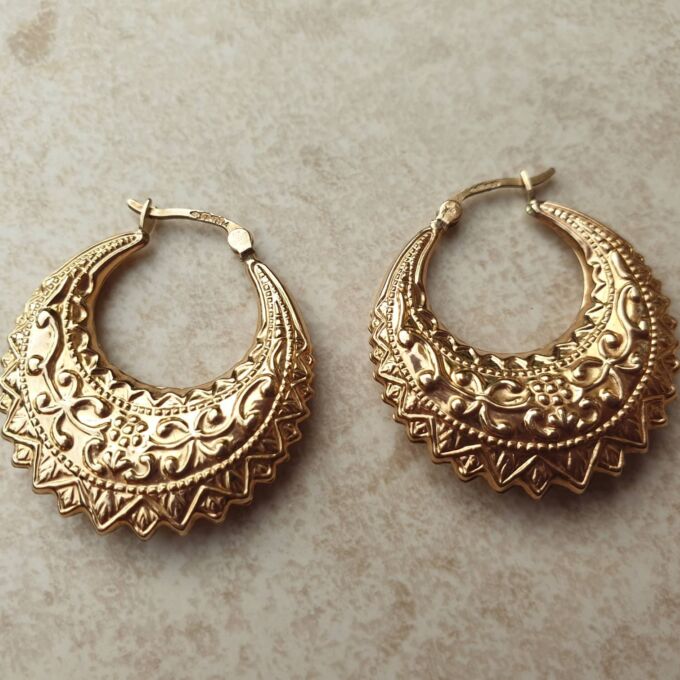 Gypsy Creole Hoop Earrings in 9ct Gold