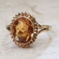 Oval Citrine Solitaire Ring in 9ct Gold, a UK Q or a US 8 1/2