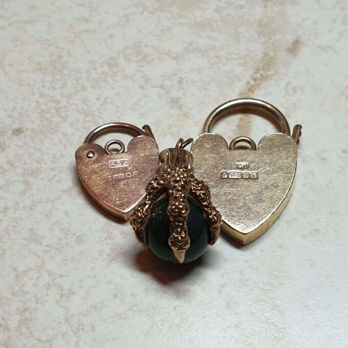 Dragon or Eagle Claw with Bloodstone Ball Pendant in 9ct Gold