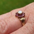 Opal and Ruby Cluster Ring in 9ct Gold, a UK N or a US 6 3/4