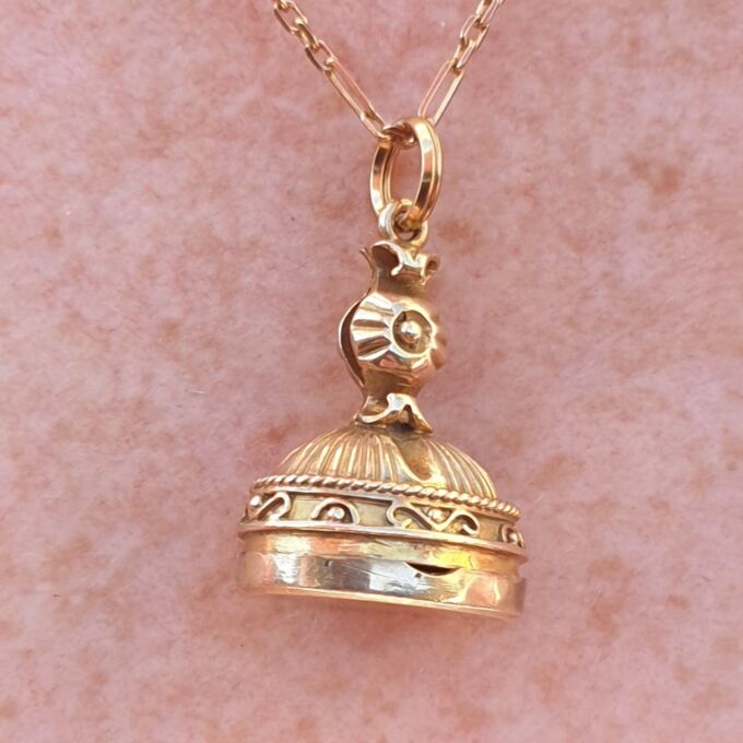 Unusual Opening Frame  Locket Fob Pendant in 9ct Gold