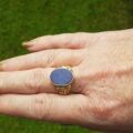 Large Lapis Lazuli Signet Ring in 9ct Gold, a UK S 1/2 or a US 9 3/4.