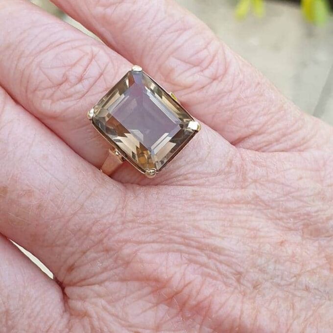 Huge Quartz Solitaire Ring in 9ct Gold