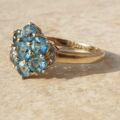 Topaz Flower Cluster Ring in 9ct Gold,  a UK O 1/2 or a US 7 3/4.