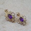Amethyst Heart Detail Earrings in 9ct Gold