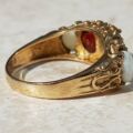 Sale – Chunky Opal and Garnet 9ct Gold Ring, a UK L 1/2 or a US 6 1/4.