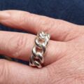 Antique Silver Curb Chain Link Ring, a UK N 1/2 or a US 7 1/4