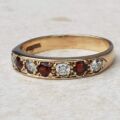 Pretty Red and White Paste Stone Ring in 9ct Gold, a UK L 1/2 or a US 6 1/4.