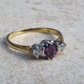Purple Sapphire and Diamond Ring in 18ct Gold, a UK M 1/2 or a US 6 1/2.