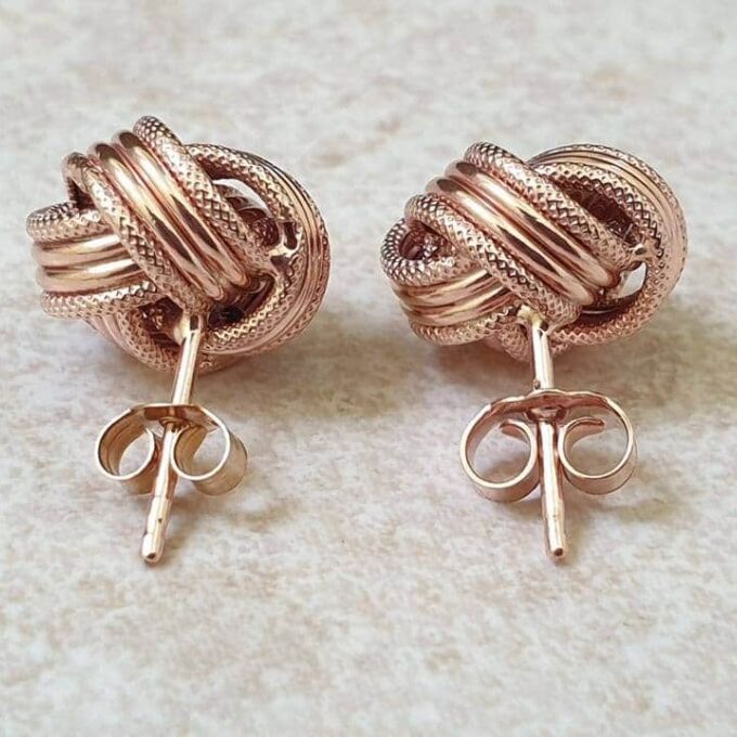 Knot Design Stud Earrings in 9ct Rose Gold