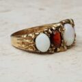 Sale – Chunky Opal and Garnet 9ct Gold Ring, a UK L 1/2 or a US 6 1/4.