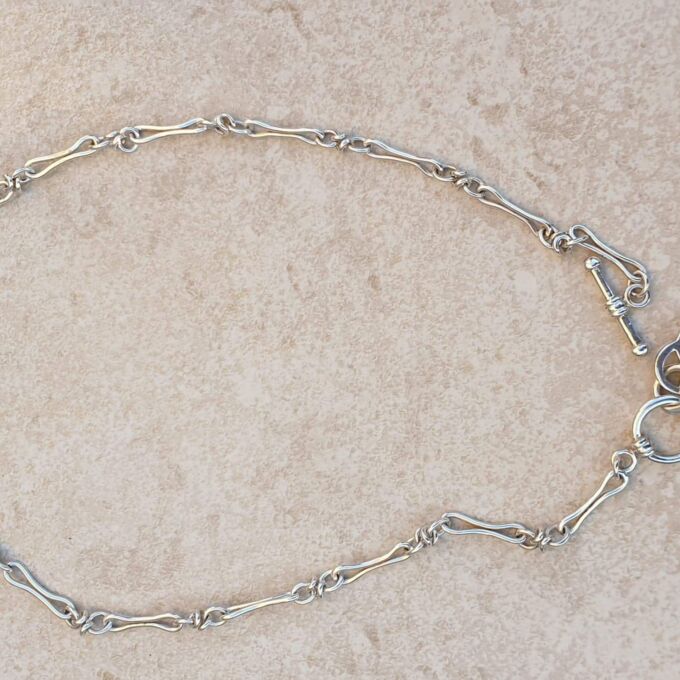 Fancy Link T Bar Necklace in Sterling Silver