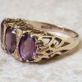 Amethyst Three Stone Ring I 9ct Gold, a UK J 1/2 or a US 5 1/4