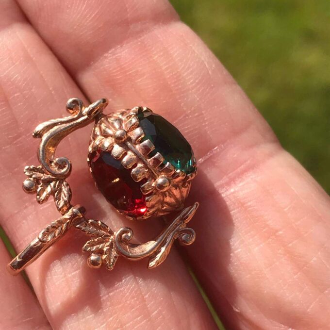 Three Colour Paste Spinning Fob in 9ct Rose Gold