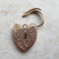 Swirl Pattern Heart Padlock in 9ct Gold