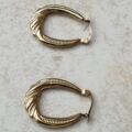 Oval Twist Pattern Creole Hoop Earrings in 9ct Gold