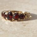 Graduating Five Stone Garnet Ring in 9ct Gold,  a UK N 1/2 or a US almost 7 1/4.