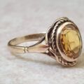 Vibrant Synthetic Yellow Sapphire in 9ct Gold, a UK N or a US 7