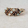 Intricate Multi Stone Opal and Sapphire Ring in 9ct Gold, a UK O or a US 7 1/4.