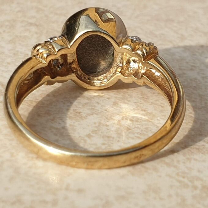 Black Synthetic Star Sapphire Ring in 9ct Gold.