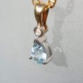 Pear Cut Aquamarine and Diamond Pendant in 9ct Gold